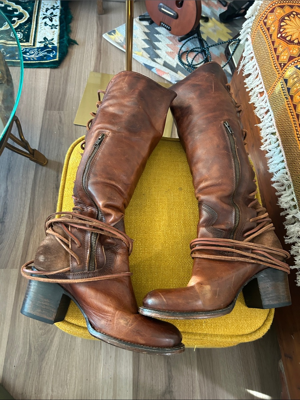 Freebird Coal Talk Leather Boots in Cognac - Picture 11 of 15